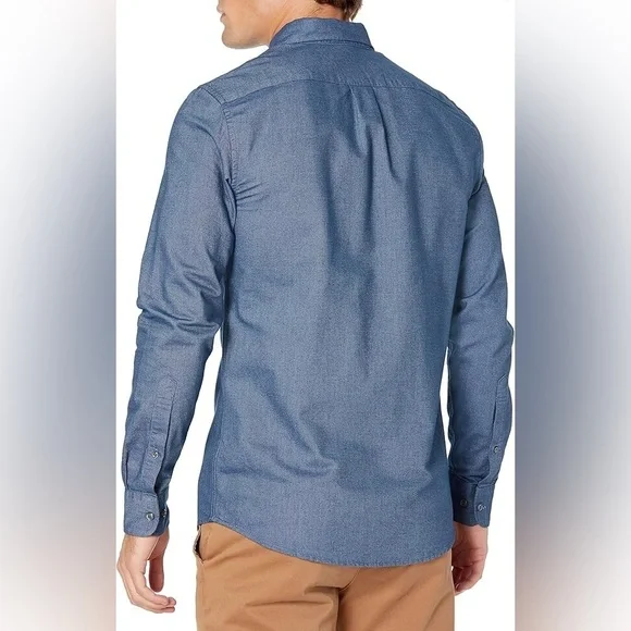 GOODTHREADS Men's Slim-Fit Long-Sleeve Oxford Indigo Chambray Button Up Size M - Picture 2 of 11
